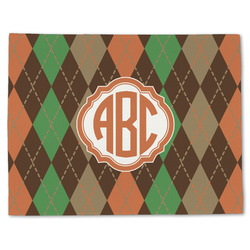 Brown Argyle Single-Sided Linen Placemat - Single w/ Monogram