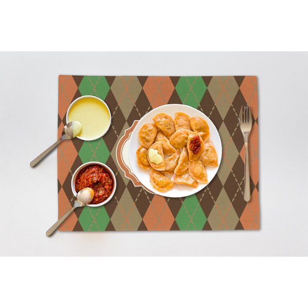 Brown Argyle Linen Placemat - Lifestyle (single)