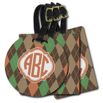 Brown Argyle Plastic Luggage Tag (Personalized)