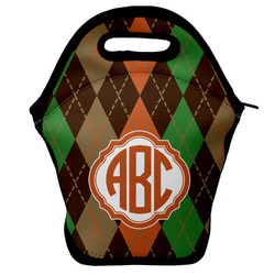 Brown Argyle Lunch Bag w/ Monogram