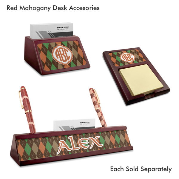 Brown Argyle Mahogany Desk Accessories