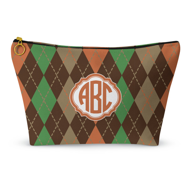Custom Brown Argyle Makeup Bag - Small - 8.5"x4.5" (Personalized)
