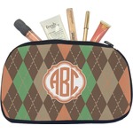Brown Argyle Makeup / Cosmetic Bag - Medium (Personalized)