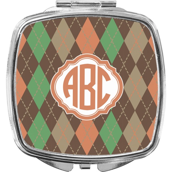 Custom Brown Argyle Compact Makeup Mirror (Personalized)