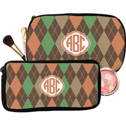 Brown Argyle Makeup / Cosmetic Bag (Personalized)