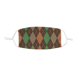 Brown Argyle Kid's Cloth Face Mask - XSmall