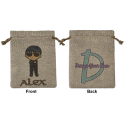 Brown Argyle Medium Burlap Gift Bag - Front & Back (Personalized)