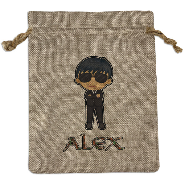 Custom Brown Argyle Burlap Gift Bag (Personalized)