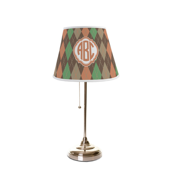 Brown Argyle Poly Film Empire Lampshade - On Stand