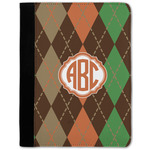 Brown Argyle Notebook Padfolio - Medium w/ Monogram