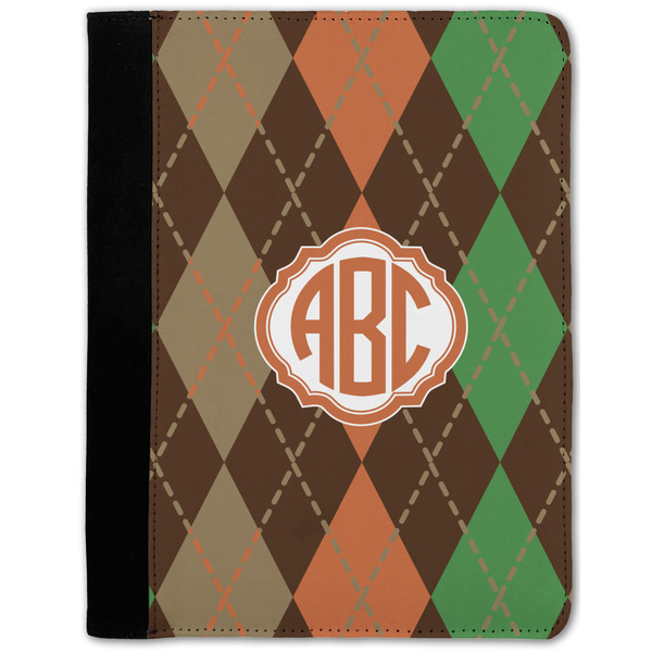 Custom Brown Argyle Notebook Padfolio - Medium w/ Monogram