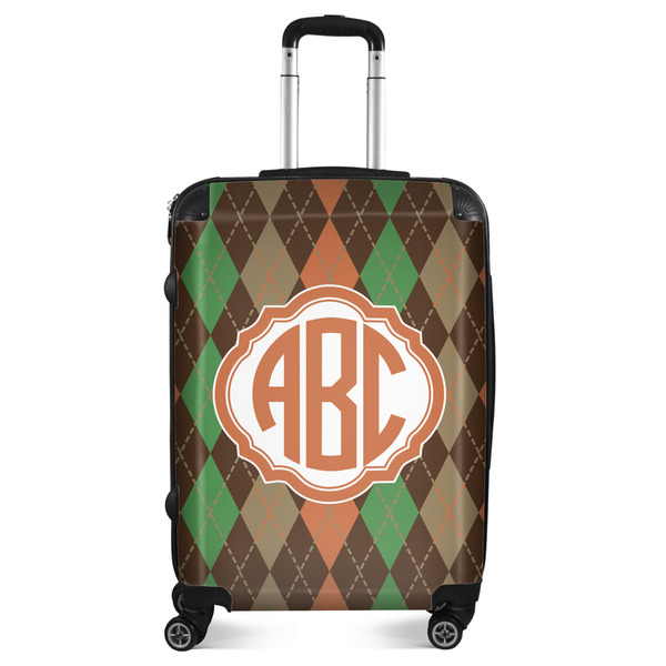 Custom Brown Argyle Suitcase - 24" Medium - Checked (Personalized)