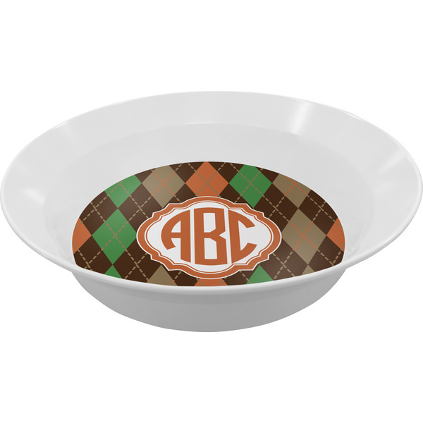 Custom Brown Argyle Melamine Bowl (Personalized)