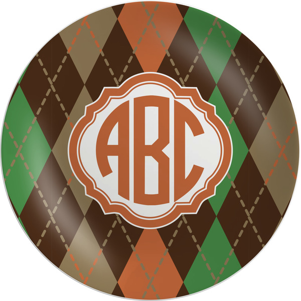 Custom Brown Argyle Melamine Plate (Personalized)
