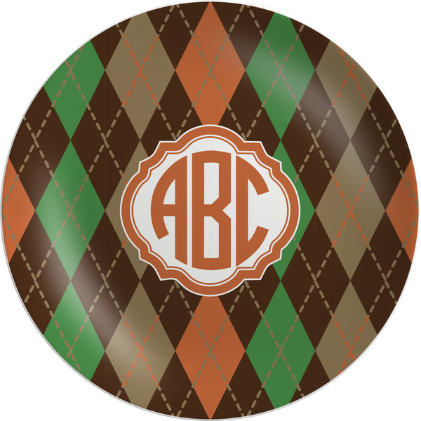 Custom Brown Argyle Melamine Plate - 10" (Personalized)