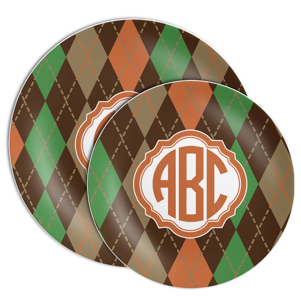 Brown Argyle Melamine Plates - PARENT/MAIN