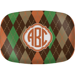 Brown Argyle Melamine Platter w/ Monogram