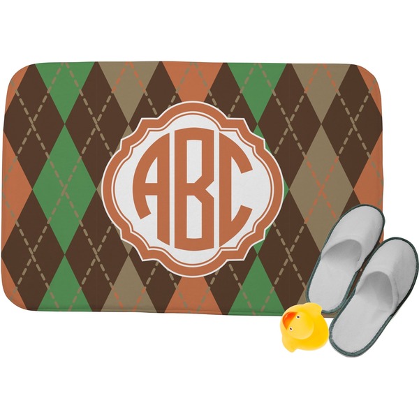 Custom Brown Argyle Memory Foam Bath Mat - 24"x17" (Personalized)