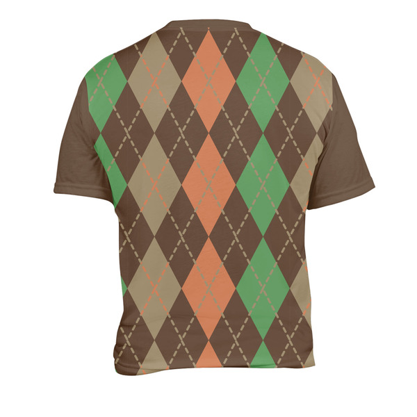 Brown Argyle Men's Crew Neck T Shirt Medium - Back