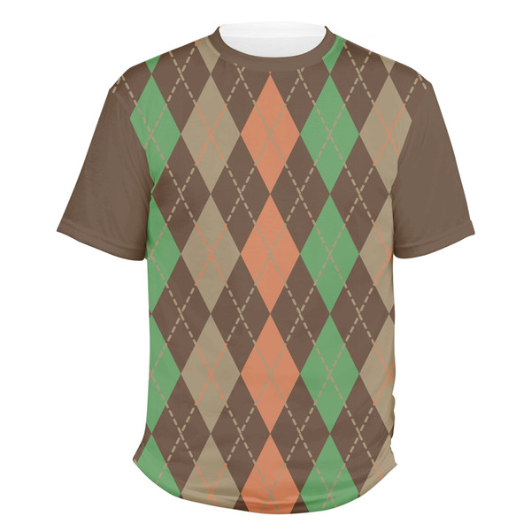 Custom Brown Argyle Men's Crew T-Shirt - 2X Large