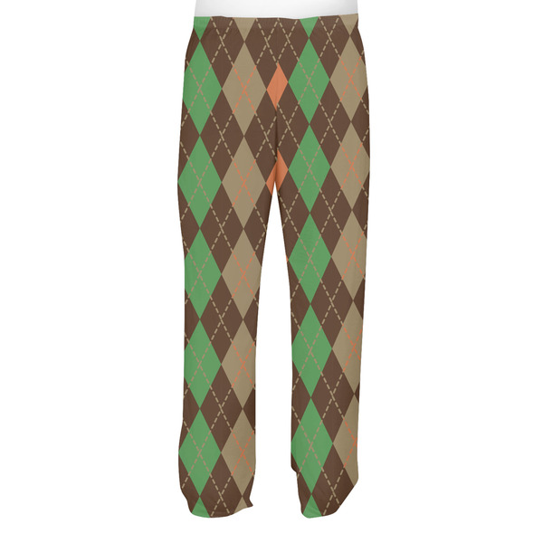 Brown Argyle Men's Pjs Back - on model