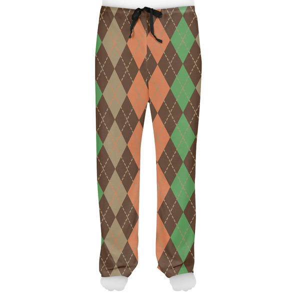 Brown Argyle Men's Pjs Front - on model