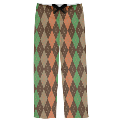 Brown Argyle Mens Pajama Pants (Personalized)