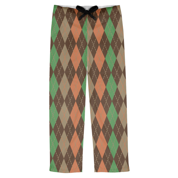 Custom Brown Argyle Mens Pajama Pants - L