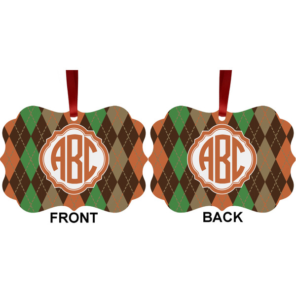 Brown Argyle Metal Benilux Ornament - Front and Back (APPROVAL)