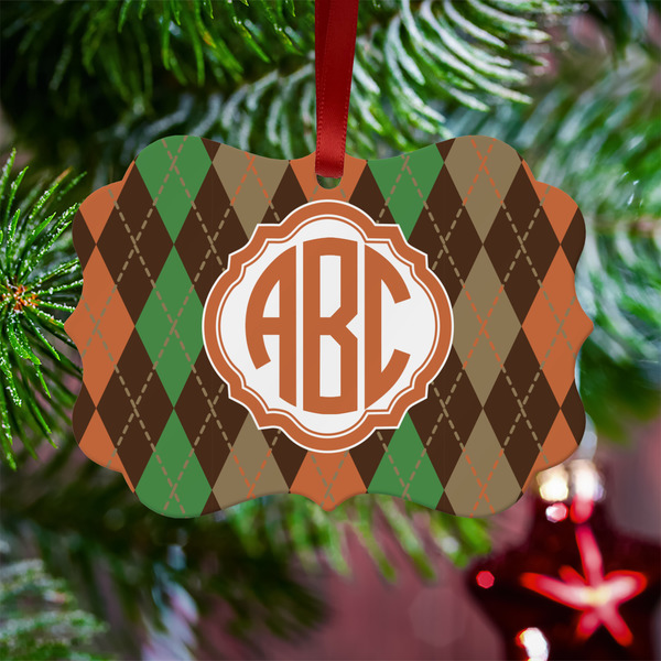 Brown Argyle Metal Benilux Ornament - Lifestyle
