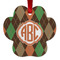 Brown Argyle Metal Paw Ornament - Front