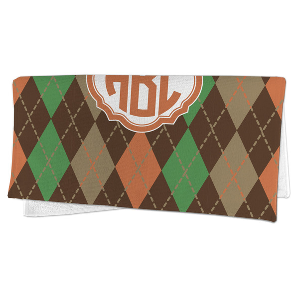 Brown Argyle Microfiber Dish Rag - FOLDED (half)