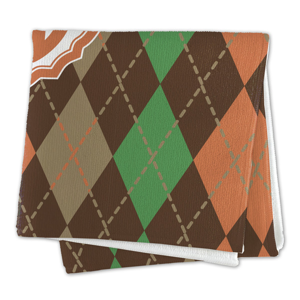 Brown Argyle Microfiber Dish Rag - FOLDED (square)