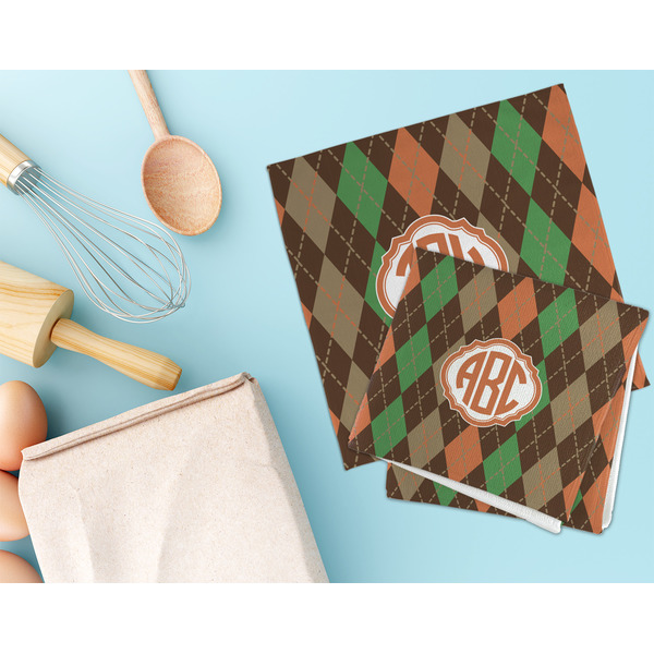 Brown Argyle Microfiber Dish Rag - LIFESTYLE