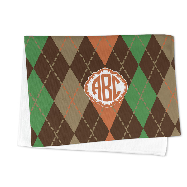 Brown Argyle Microfiber Dish Towel - FOLDED HALF