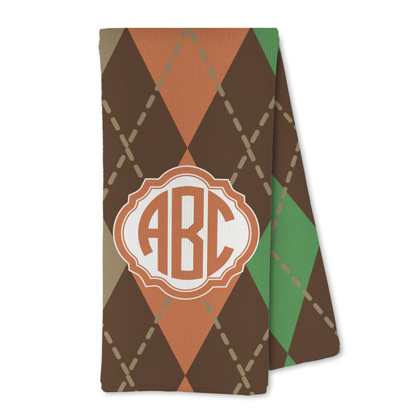 Custom Brown Argyle Kitchen Towel - Microfiber (Personalized)