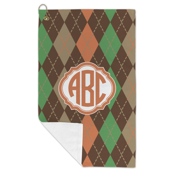 Brown Argyle Microfiber Golf Towels - FOLD