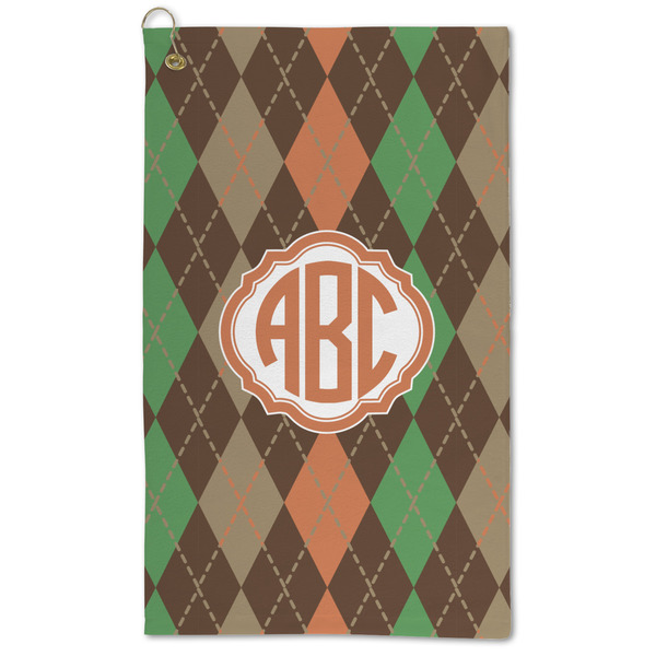 Custom Brown Argyle Microfiber Golf Towel - Large (Personalized)