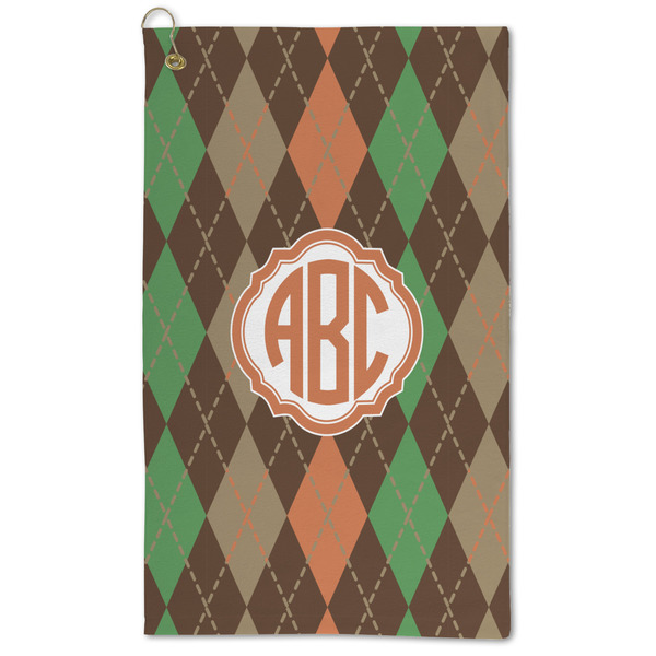Custom Brown Argyle Microfiber Golf Towel (Personalized)