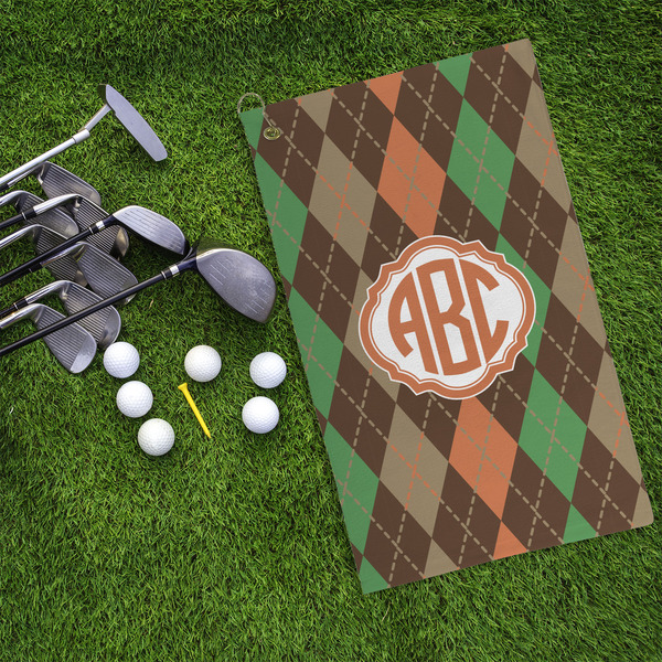 Brown Argyle Microfiber Golf Towels - LIFESTYLE