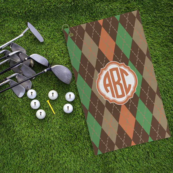 Brown Argyle Microfiber Golf Towels - LIFESTYLE