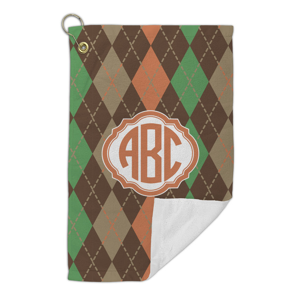Brown Argyle Microfiber Golf Towels Small - FRONT FOLDED