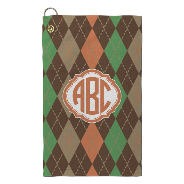 Custom Brown Argyle Microfiber Golf Towel - Small (Personalized)