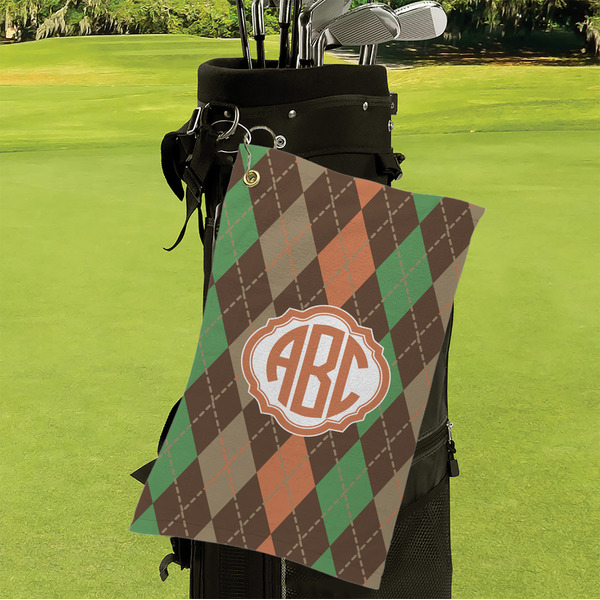 Brown Argyle Microfiber Golf Towels - Small - LIFESTYLE