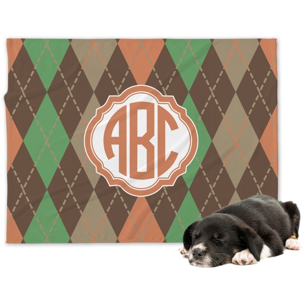Custom Brown Argyle Dog Blanket - Regular (Personalized)