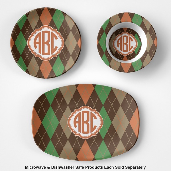 Brown Argyle Microwave & Dishwasher Safe CP Plastic Dishware - Group