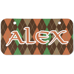 Brown Argyle Mini/Bicycle License Plate (2 Holes) (Personalized)