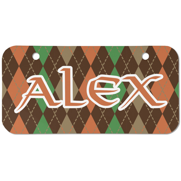 Custom Brown Argyle Mini/Bicycle License Plate (2 Holes) (Personalized)