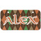 Brown Argyle Mini Bicycle License Plate - Two Holes