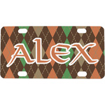 Brown Argyle Mini/Bicycle License Plate (Personalized)